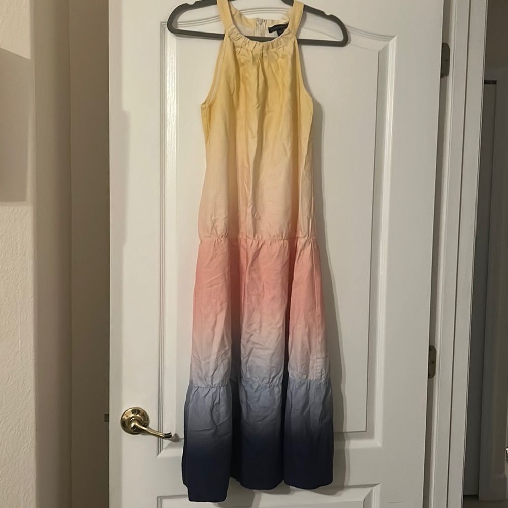 Saks Fifth Avenue Size Small Linen Tier Midi Dress